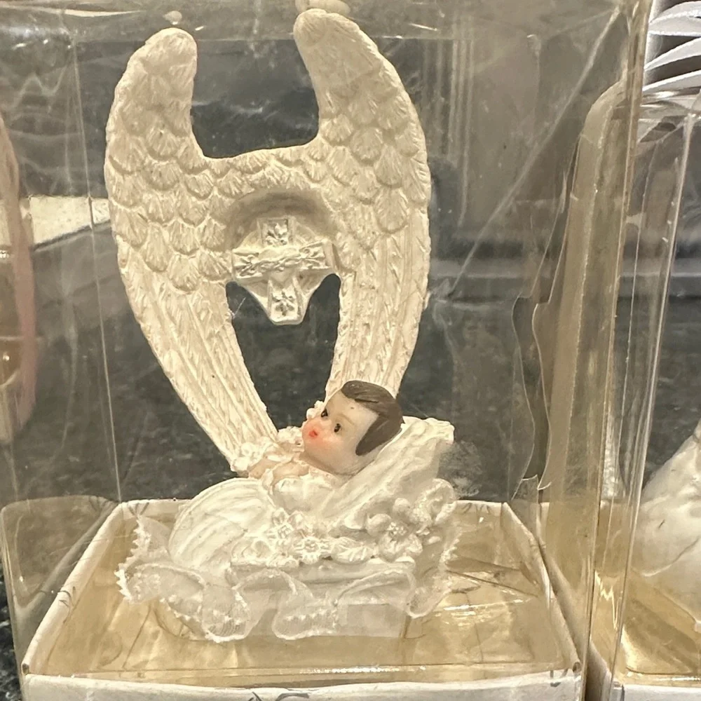 Lunouro baby shower favors religious Angel Figurine Set two